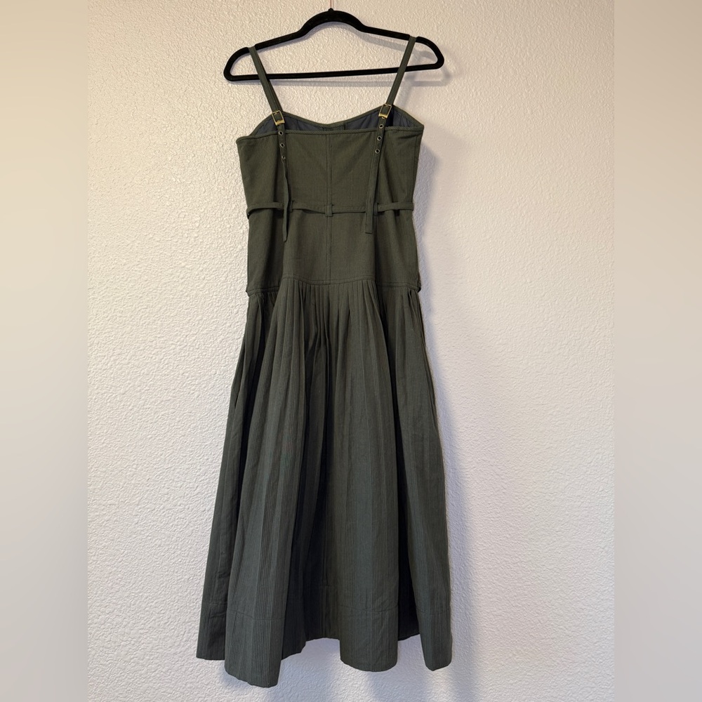 NWOT ULLA JOHNSON Cleo Midi Dress Pleated Green Vacation Holiday Summer Resort 4 - Picture 9 of 11